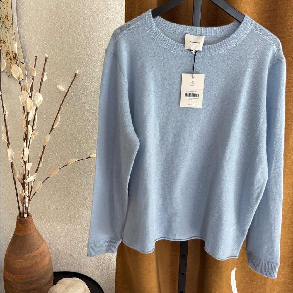 Reformation Light Blue Crew Neck Sweater